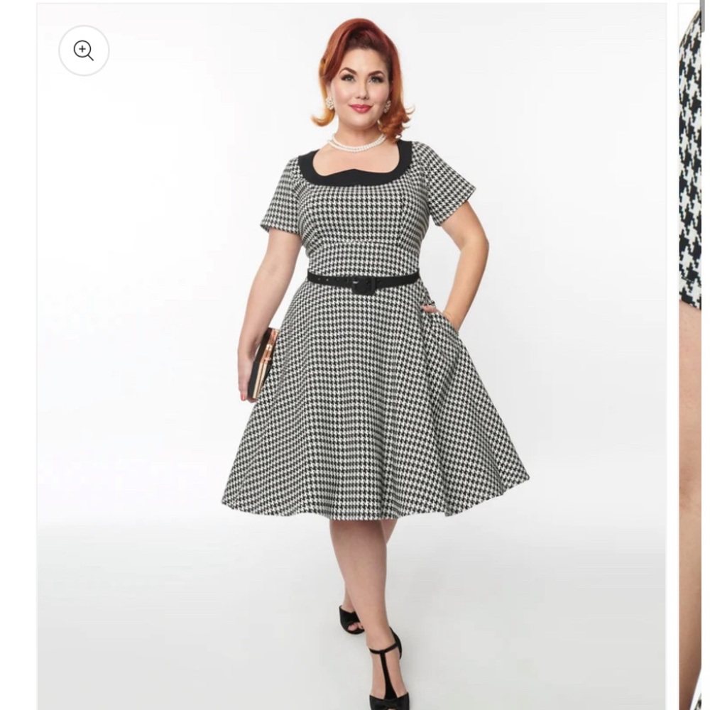 1950s style houndstooth dress